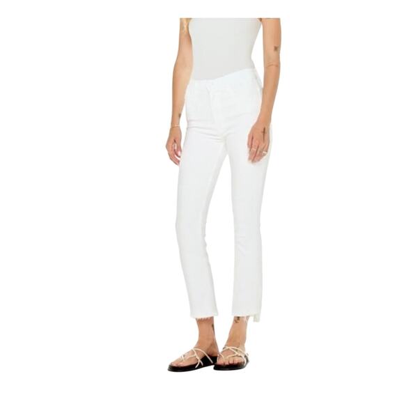 Mother denim The Insider Crop Step Fray in White Wash: Fairest Of Them All sz 26 - Picture 1 of 8